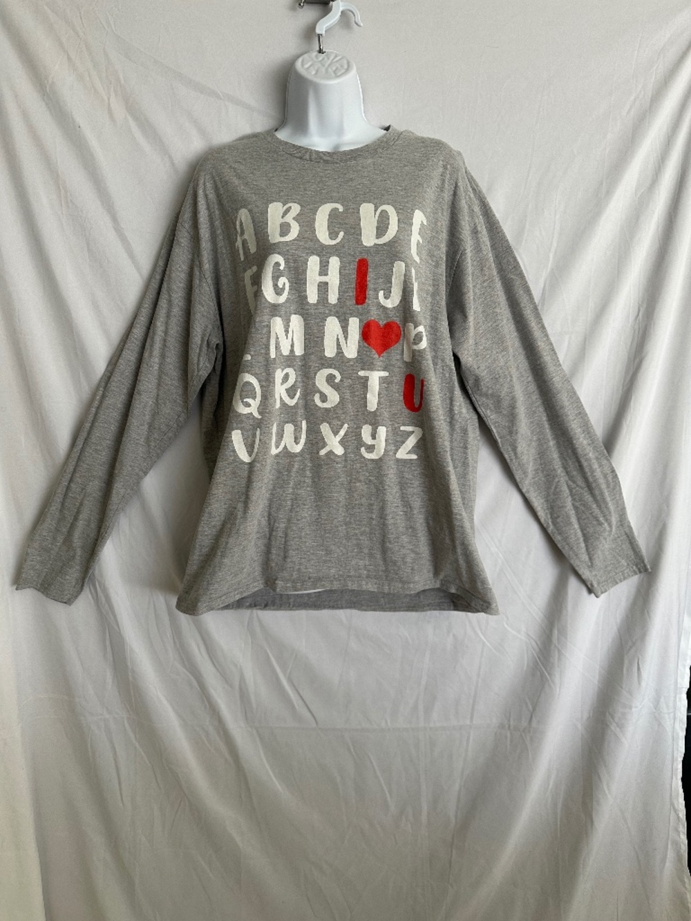 Port Company, gray with alphabet long sleeve T-Shirt, size XL